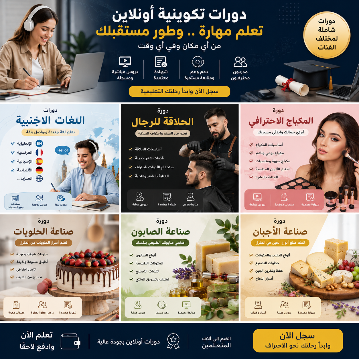 دورات تكونية في كل المجالات تعليم