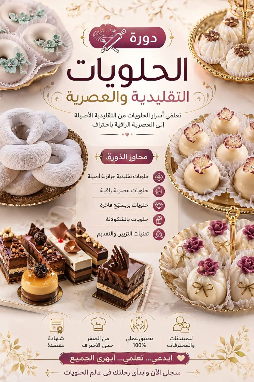 دورة الحلويات التقلدية والعصرية